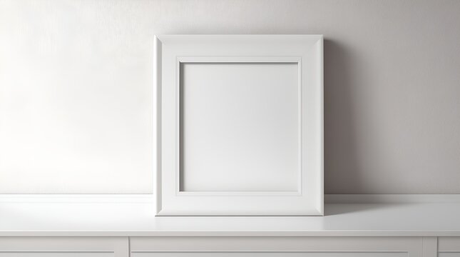 An empty square frame mockup template displayed on a wall, ready for your creative touch. 