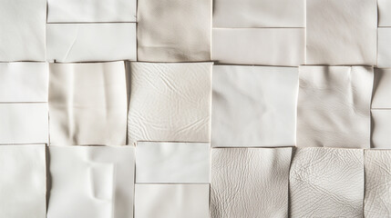 abstract background from pieces of white leather of different textures