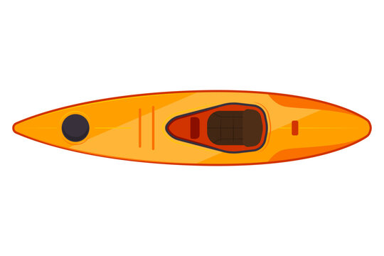 Kayak boat top view vector cartoon illustration isolated on a white background.