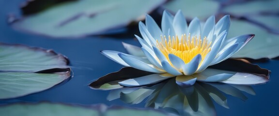 Blue lotus (Nymphaea caerulea) flower background with copy space, Flowers composition as background
