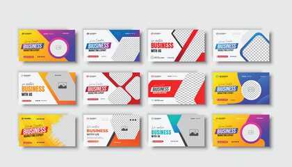 Corporate business YouTube video thumbnail collection for workshop promotion Modern thumbnail and web banner template	