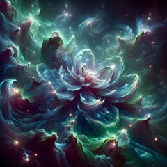 Intergalactic Cosmic Nebula Background Filled With Stars