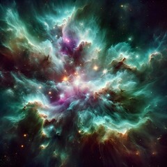 Fototapeta na wymiar Intergalactic Cosmic Nebula Background Filled With Stars