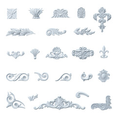 Set of blanks carved stucco patterns - obrazy, fototapety, plakaty