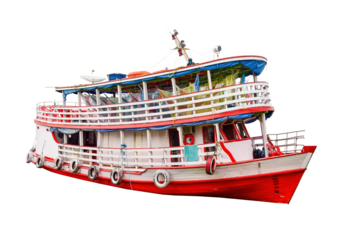 Passenger ferry boat with hammocks isolated png taken in Manaus, Brasil Amazon river