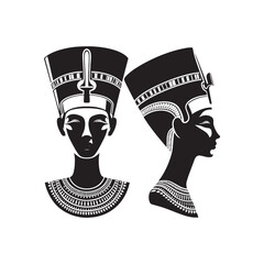 Dynasty of Eternity: Nefertiti Silhouette Series Commemorating the Eternal Dynasty of Egypt's Beloved Queen - Ancient Egyptian Queen Illustration - Ancient Egypt Vector
