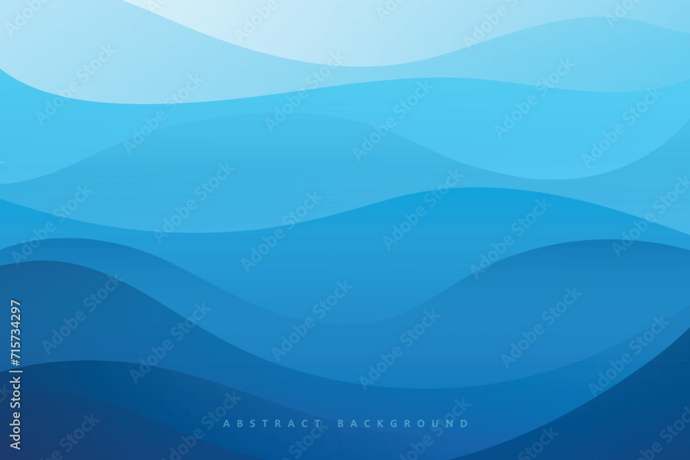 Wall mural simple dynamic blue gradient transparent wave vector abstract background. premium eps10