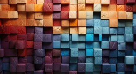 A vibrant and playful display of colorfulness emerges from a wall of patterned cubes adorned with...