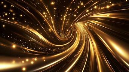 Dark Brown Golden Royal Awards Graphics Background. Lines Growing Elegant Shine Spark. Luxury Premium Corporate Abstract Design Template. Classic Shape Post. Lights Fireworks.