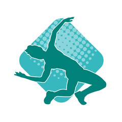 Silhouette of a slim female in dance pose. Silhouette of a woman dancing.