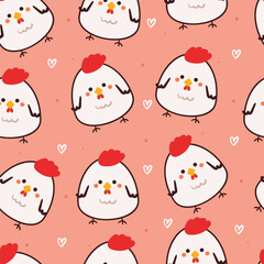 seamless pattern cartoon chicken. cute animal wallpaper for textile, gift wrap paper