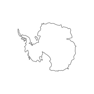 Antarctica map vector outline, Easy and smooth style. 