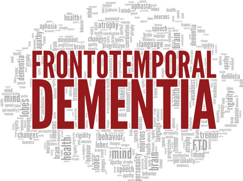 Frontotemporal Dementia word cloud conceptual design isolated on white background.