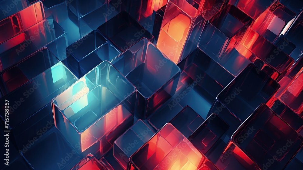 Poster abstract colorful glass block. 3d holographic gradient design element for poster and banner backgrou
