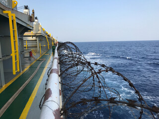 Vessel hardening is done with razor wire and wire fencing
