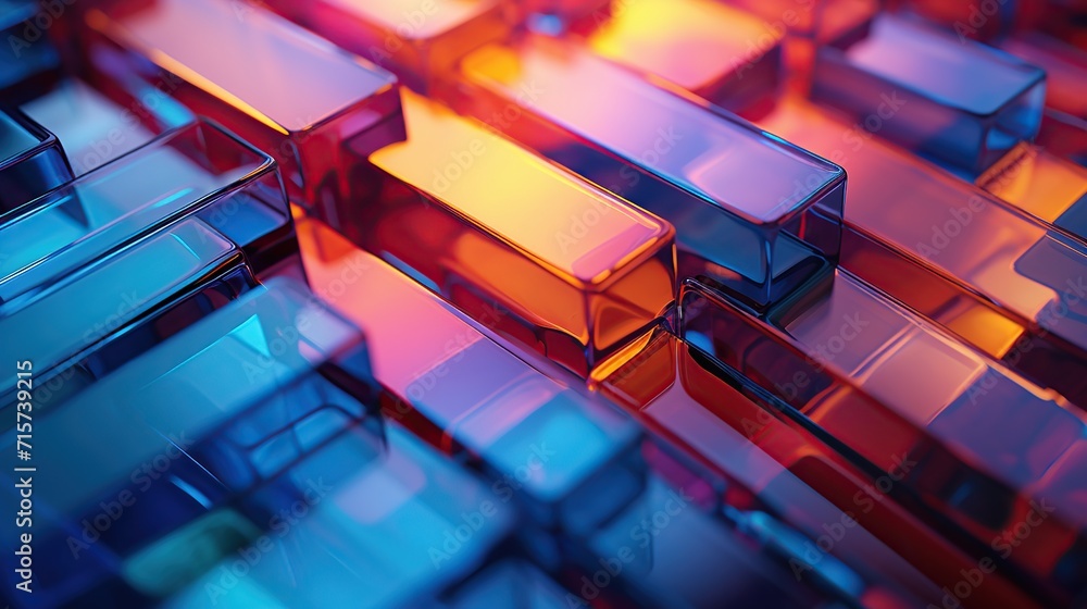Poster abstract colorful glass block. 3d holographic gradient design element for poster and banner backgrou