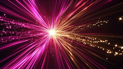 Naklejka premium Dark Magenta Golden Royal Awards Graphics Background. Lines Growing Elegant Shine Spark. Luxury Premium Corporate Abstract Design Template. Center LED Screen Visual. Lights Fireworks.