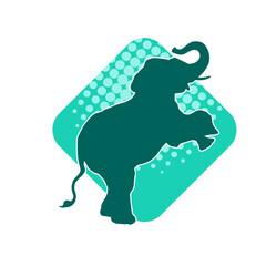 Silhouette of a big elephant animal. Silhouette of a wild elephant animal.