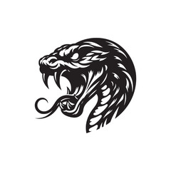 Sinuous Shadows: Snake Face Silhouette Set Weaving a Sinuous Tapestry of Intriguing Reptilian Beauty - Snake Illustration - Snake Vector
