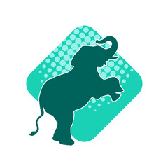 Silhouette of a big elephant animal. Silhouette of a wild elephant animal.