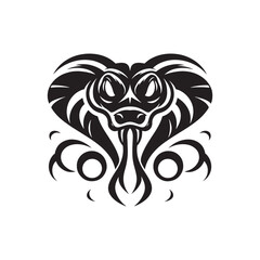 Glimpses of the Serpent: A Mesmerizing Array of Snake Face Silhouettes Capturing the Elusive Charms of Reptilian Existence - Snake Face Illustration - Snake Face Vector - Reptile Silhouette
