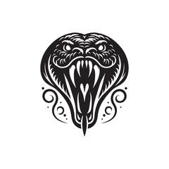 Vipers in the Void: Exploring the Sinuous Beauty of Snake Face Silhouettes in an Artistic Tapestry - Snake Illustration - Snake Vector
