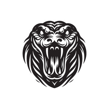 Ephemeral Essence: Snake Face Silhouette Set Illuminating the Fleeting Nature of Reptilian Shadows - Snake Face Illustration - Snake Face Vector - Reptile Silhouette

