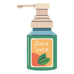 Mint foaming hand soap vector cartoon illustration isolated on a white background.
