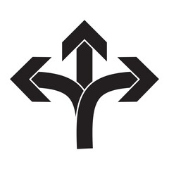 way direction arrow sign. three arrow, way sign, road direction icon vector. three-way direction arrow sign.. Three-way direction arrow icon. black arrow icon. 11:11