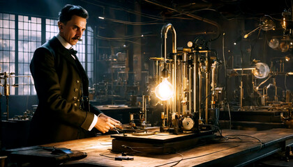 Nikola Tesla electrical and mechanical engineer of tesla coil, several other devices in electro magnetic field and in remote radio control
