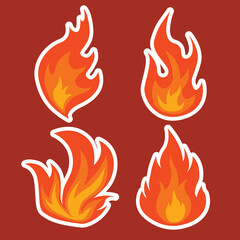 Set of fire stickers, vector fire, for design, stickers, vector illustration