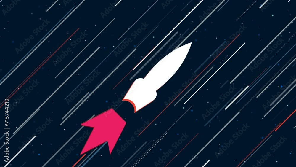 Poster falling rocket symbol flies through the universe on a jet propulsion. the symbol in the center is sh