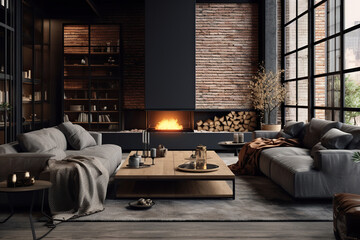Cozy modern loft with comfortable design elements