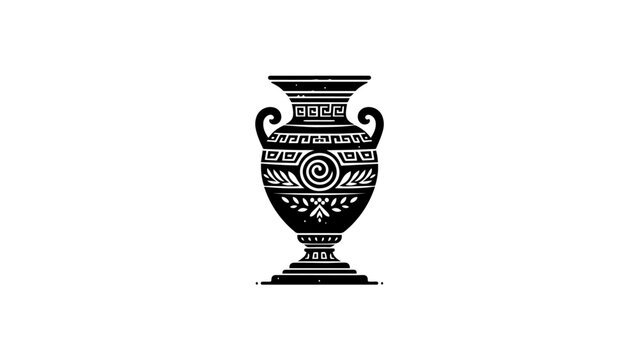 Ancient Greek vase illustration vector. simple black and white illustration of Ancient Greek vase no fill. ancient roman vase. Ancient Greek pottery