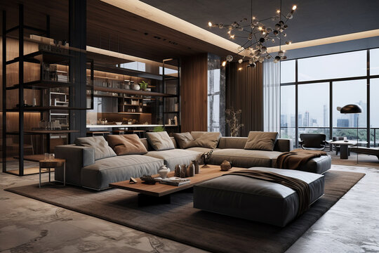 Luxurious modern loft apartment with elegant designe