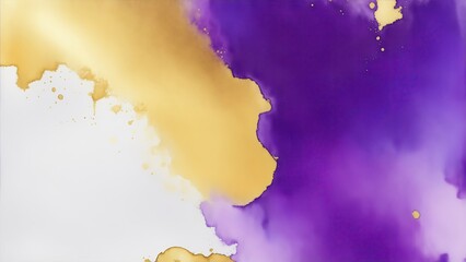 Modern gold and Purple textured watercolor art abstract background