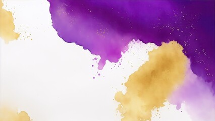 Modern gold and Purple textured watercolor art abstract background