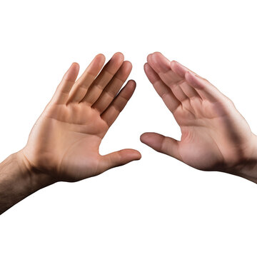 Two Hands Giving High Five To Each. Isolated On Transparent Background.