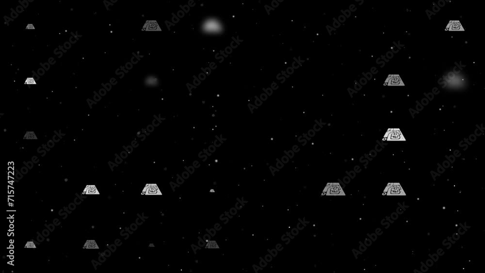 Poster template animation of evenly spaced printed circuit boards of different sizes and opacity. animation