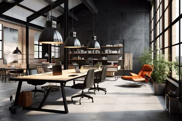 Fotobehang Modern office interior in loft, industrial style © wolfhound911