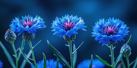 Centaurea cyanus,blue cornflower as a healthy and natural supplement,background. - obrazy, fototapety, plakaty