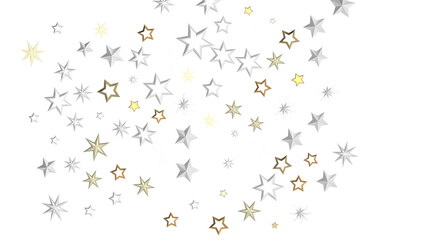Gilded Wonders Unleashed: 3D Gold Stars Rain Illustration Mesmerizes Viewers