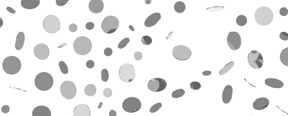 Glorious Cascade: Exquisite 3D Illustration of Glowing silver Confetti