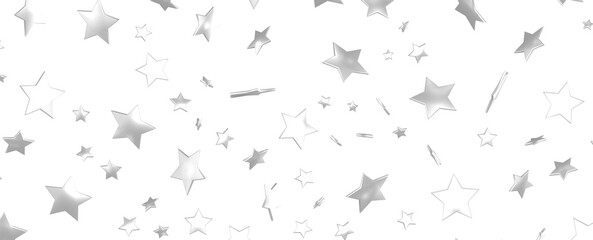 Group of silver stars isolated on white background.