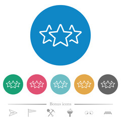 Three star rating outline flat round icons