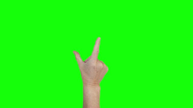Pack of gestures of male hand swiping left, right, up, down, touching, tapping, sliding, dragging on green screen background. Using a smartphone, tablet or touch screen. Interface concept.