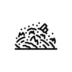 Ashes with small lights black line icon.Natural element. Pictogram for web page, mobile app, promo