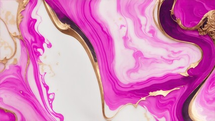 Magenta marble background with gold brushstrokes