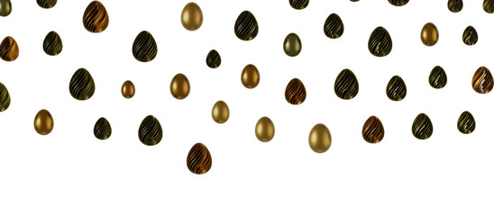 3d render illustration. Set of chocolate easter eggs