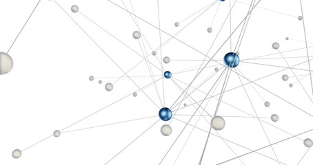 Abstract connected dots and lines. Concept of AI technology, Motion of digital data flow.